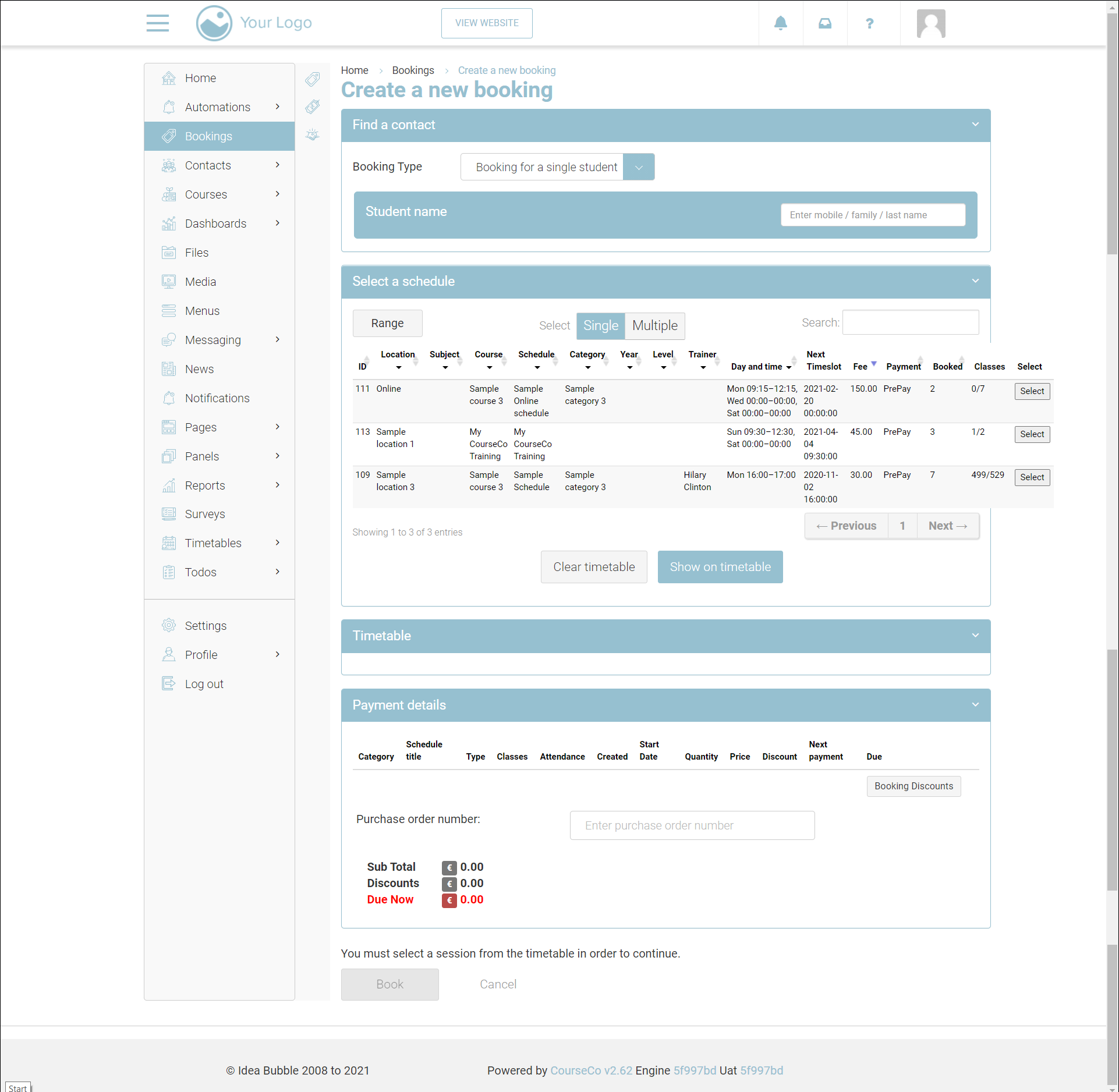 create a new booking page.png