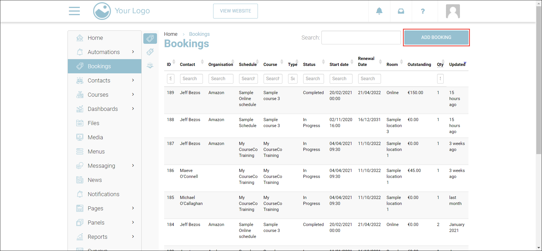 add bookings page.png